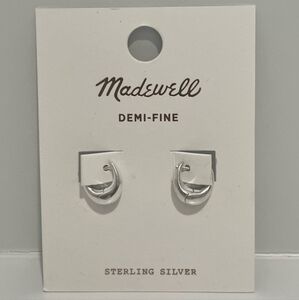 Madewell Demi-Fine Puffy Hoop Earrings in Sterling Silver NEW $52 NP989